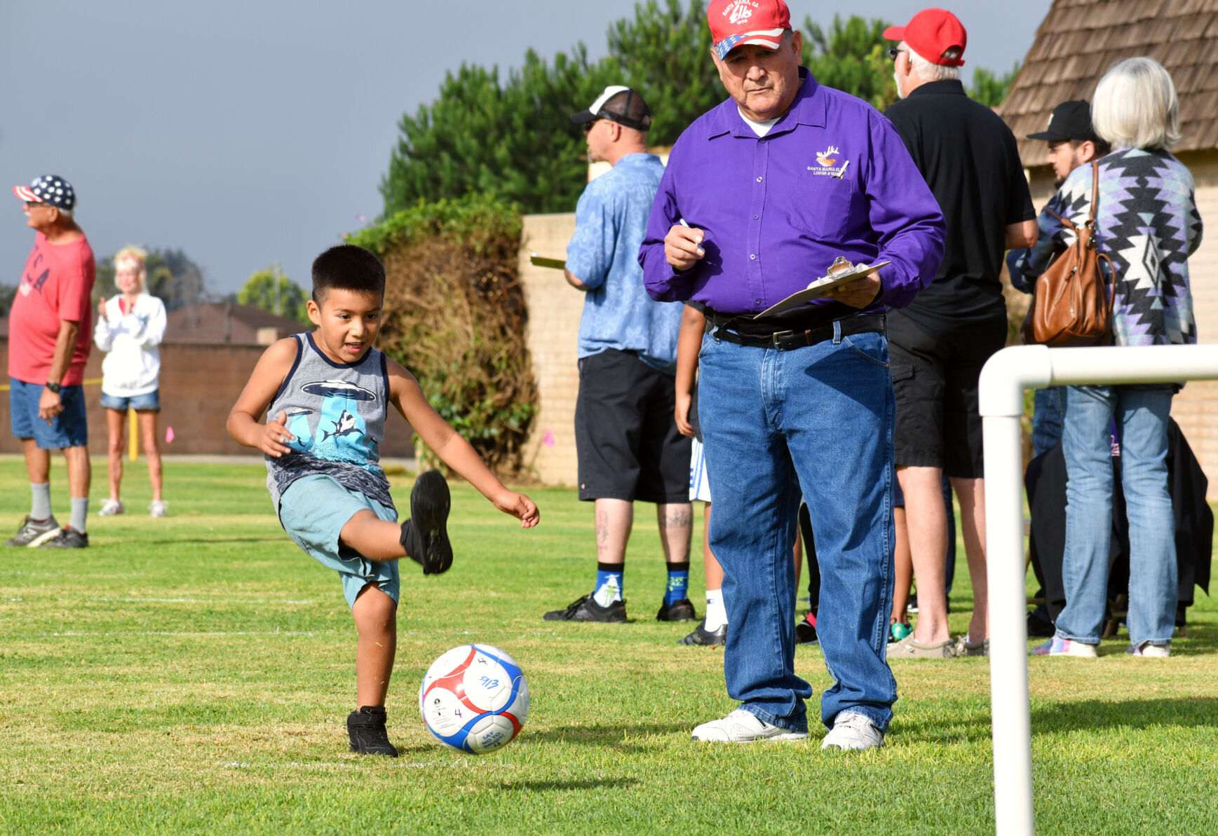 Children were awarded points during the Elks Soccer Shootout Saturday morning.